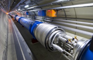 De versnellerbuis van binnen bij de LHC. 
