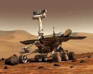 Artist impression van een rover op Mars. Bron: NASA/JPL/Cornell University,