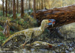 Een Daspletosaurus doet zich tegoed aan een soortgenoot. Credit: Tuomas Koivurinne