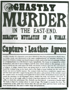 Een Wanted-poster uit 1888. De bijnaam ‘Leather Apron’ veranderde al snel in ‘Jack the Ripper’. 