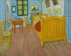 De slaapkamer van Van Gogh, zoals het schilderij er vandaag de dag uitziet.