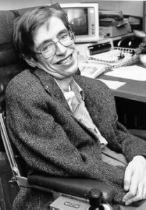 Stephen Hawking bij de NASA in de jaren tachtig. Bron: NASA
