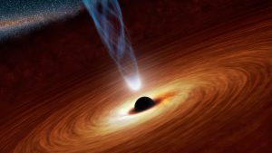 Rond superzware zwarte gaten in sommige sterrenstelsels vormen accretieschijven die optisch licht uitzenden. Afbeelding: NASA