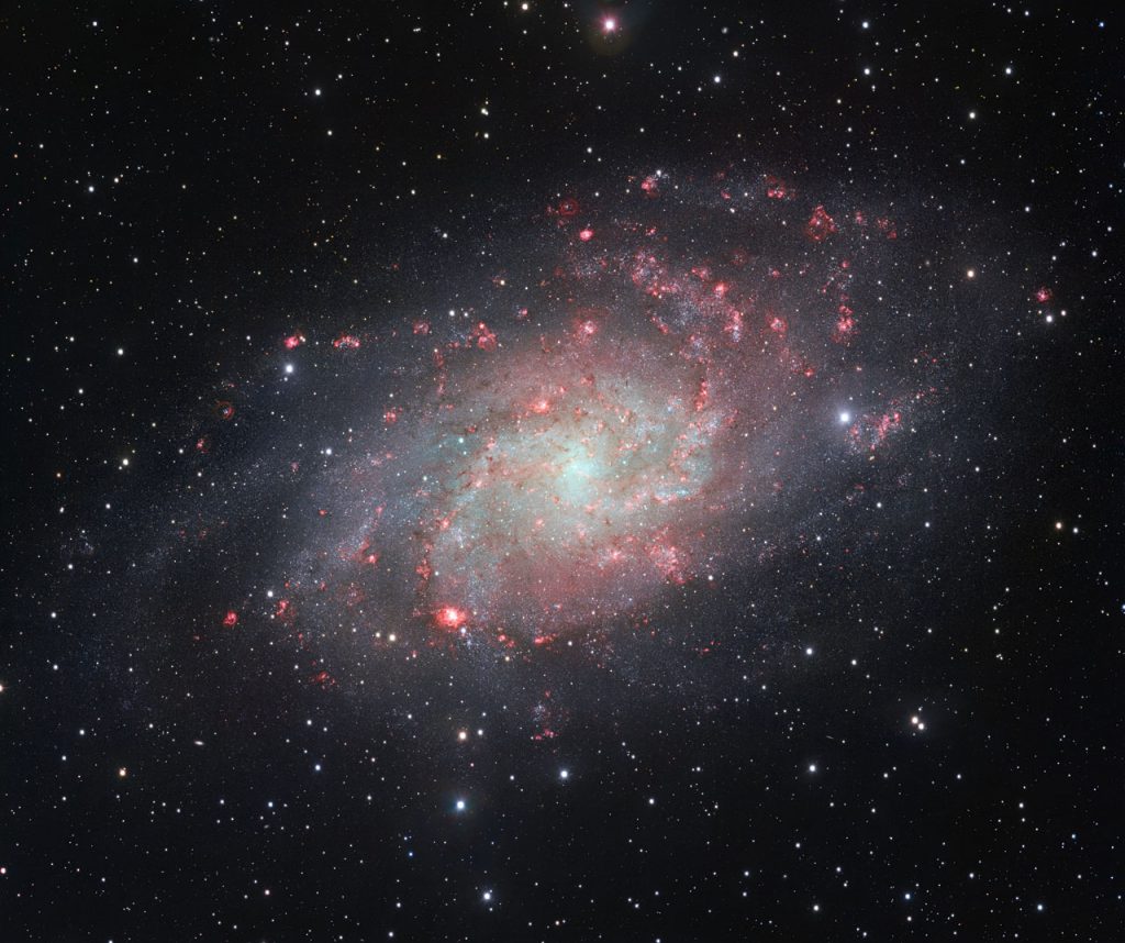 De tot nu toe meest gedetailleerde opname van sterrenstelsel Messier 33, oftewel het Driehoekstelsel. Credit: ESO. 