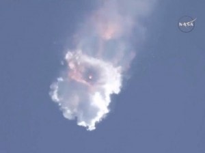 falcon 9 explodeerde 2 minuten en 19 seconden na lancering. Foto: NASA