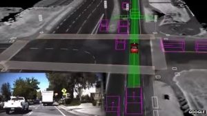 Sensoren houden de weg nauwlettend in de gaten. Bron: Google