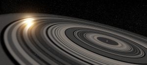 De ringen verduisteren het licht van ster J1407. Bron: Ron Miller