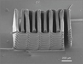 Een opstapeling van elektroden vormt de microbatterij. Bron: Ke Sun, Teng-Sing Wei, Jennifer Lewis, Sheng J. Dillon