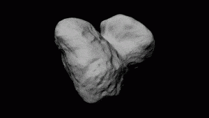Het 3D-model van de komeet 67P/Churyumov-Gerasimenko. Bron: ESA/Rosetta/MPS