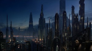 Weekendje weg? Met sneller-dan-het-lichtmotoren vlieg je moeiteloos naar de ultieme sciencefictionmetropool op de planeet Coruscant uit de film Star Wars.