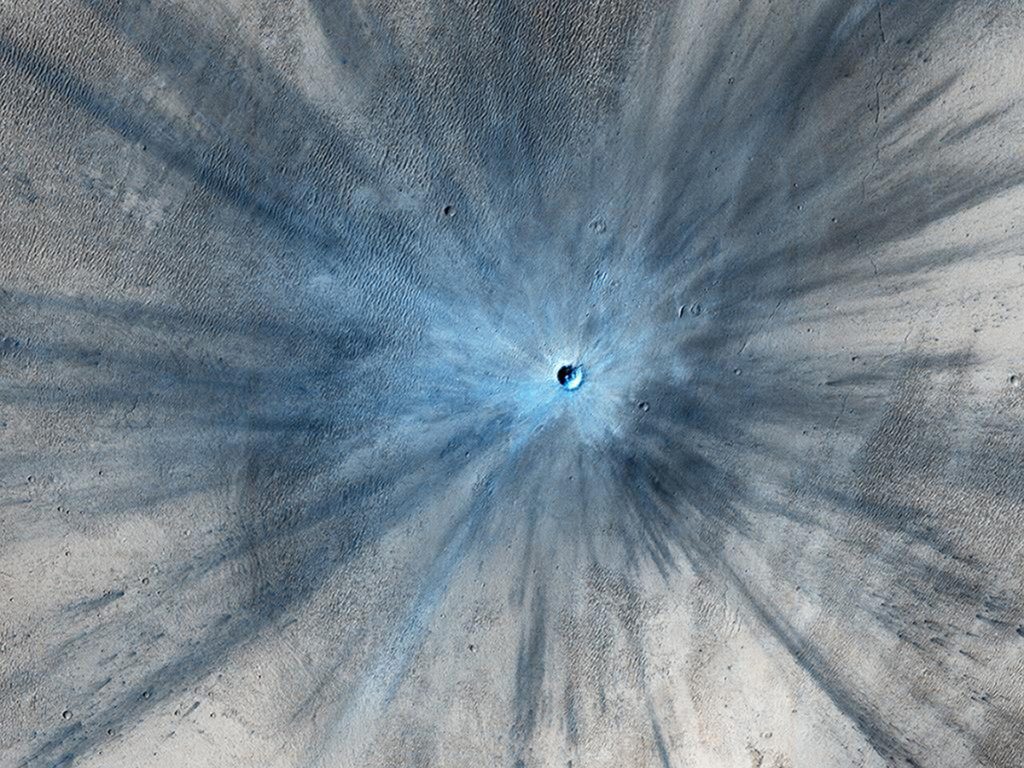 Grote blauwe inslag op Mars